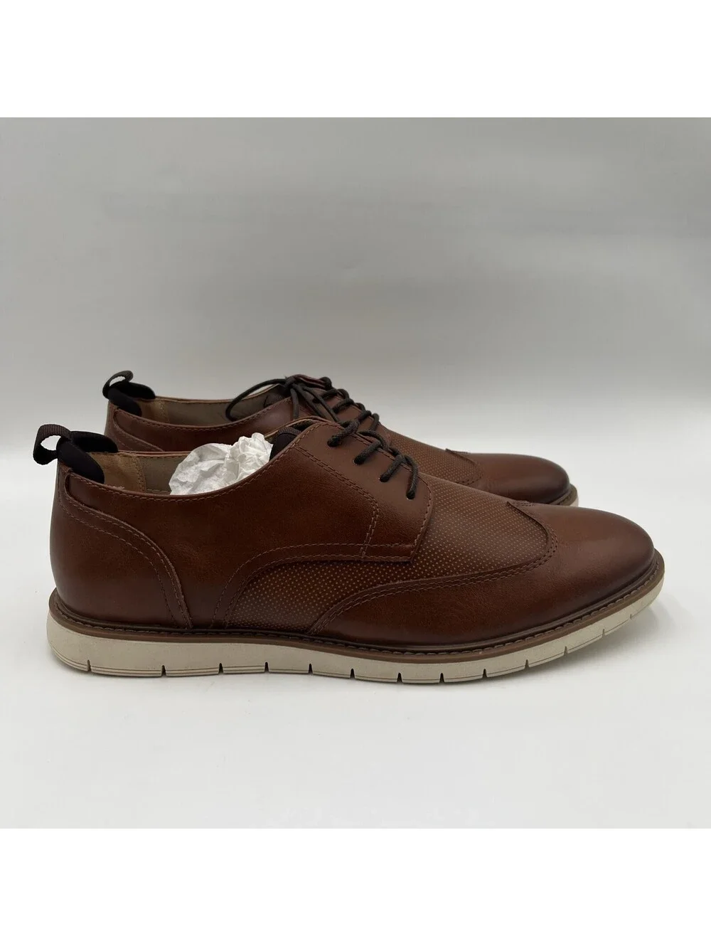 Mix No.6 FINLEE Brown Synthetic 4-Eye Low Top Wingtip Oxfords, Size 12M